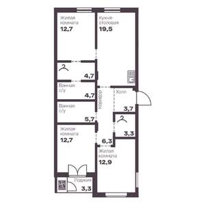 3-к квартира, вторичка, 86м2, 6/9 этаж