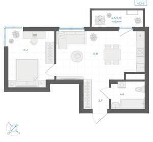 1-к квартира, вторичка, 42м2, 5/18 этаж