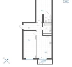 2-к квартира, вторичка, 77м2, 3/18 этаж