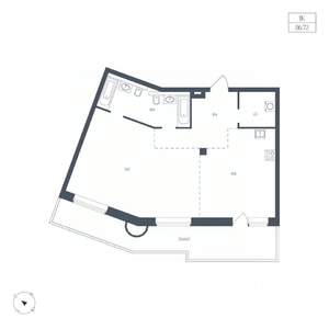 1-к квартира, вторичка, 87м2, 5/9 этаж