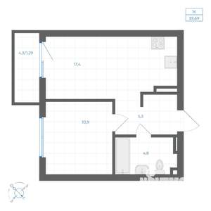 1-к квартира, вторичка, 40м2, 6/11 этаж