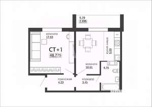 1-к квартира, вторичка, 49м2, 4/10 этаж