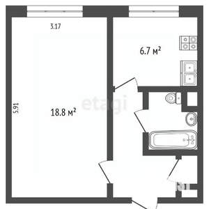 1-к квартира, вторичка, 32м2, 2/9 этаж