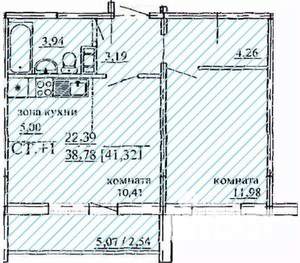 2-к квартира, строящийся дом, 41м2, 2/10 этаж