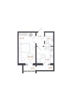 1-к квартира, вторичка, 35м2, 15/16 этаж