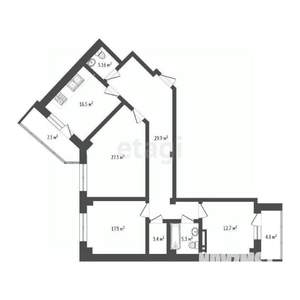 3-к квартира, вторичка, 117м2, 7/16 этаж