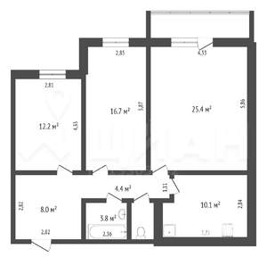 3-к квартира, вторичка, 85м2, 4/14 этаж
