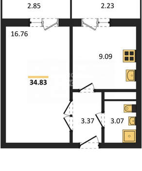 1-к квартира, вторичка, 35м2, 5/18 этаж