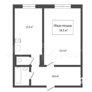 2-к квартира, вторичка, 56м2, 1/10 этаж