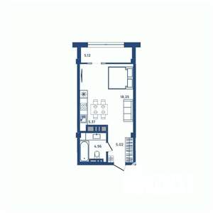 1-к квартира, вторичка, 34м2, 18/23 этаж