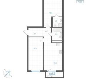 2-к квартира, вторичка, 76м2, 7/18 этаж