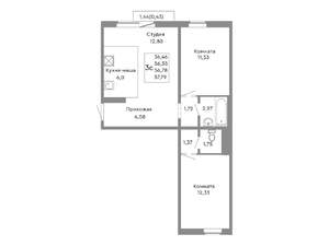 3-к квартира, вторичка, 57м2, 4/10 этаж