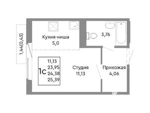 Студия квартира, строящийся дом, 24м2, 10/10 этаж