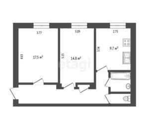 2-к квартира, вторичка, 59м2, 3/5 этаж