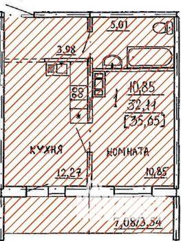 1-к квартира, строящийся дом, 36м2, 5/10 этаж