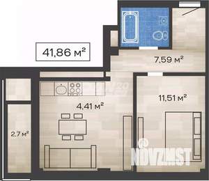 1-к квартира, вторичка, 43м2, 3/24 этаж