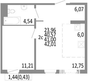 2-к квартира, строящийся дом, 41м2, 5/10 этаж