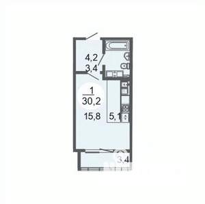 Студия квартира, вторичка, 30м2, 11/25 этаж