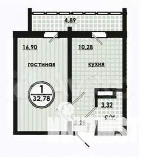 1-к квартира, вторичка, 33м2, 7/17 этаж