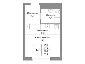 Студия квартира, строящийся дом, 29м2, 10/29 этаж