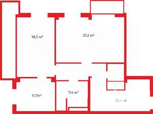 2-к квартира, вторичка, 94м2, 2/22 этаж
