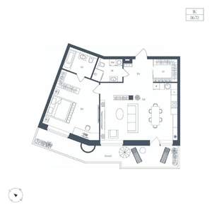 1-к квартира, вторичка, 87м2, 5/9 этаж