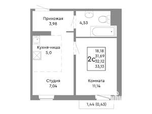 2-к квартира, вторичка, 32м2, 7/10 этаж