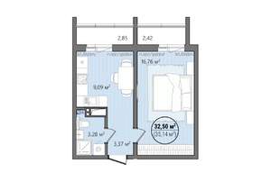 1-к квартира, вторичка, 38м2, 2/16 этаж