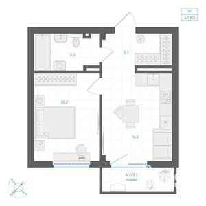 1-к квартира, вторичка, 41м2, 3/10 этаж