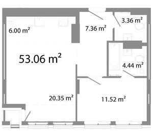 2-к квартира, строящийся дом, 53м2, 19/25 этаж