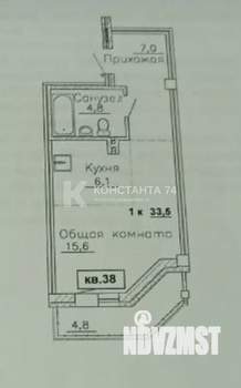 Студия квартира, вторичка, 34м2, 1/10 этаж