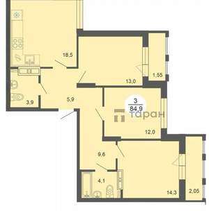 3-к квартира, сданный дом, 85м2, 14/25 этаж