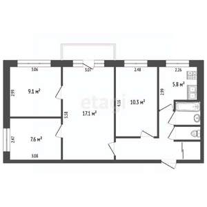 4-к квартира, вторичка, 61м2, 5/5 этаж