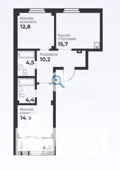 2-к квартира, вторичка, 63м2, 6/8 этаж