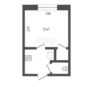 1-к квартира, вторичка, 22м2, 5/5 этаж