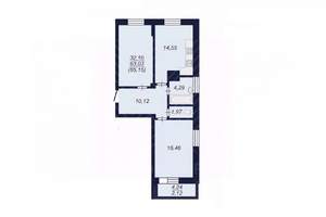 2-к квартира, вторичка, 65м2, 2/14 этаж