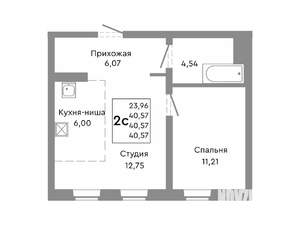 Студия квартира, строящийся дом, 41м2, 2/10 этаж