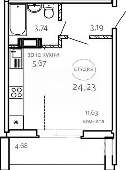 Студия квартира, вторичка, 27м2, 3/10 этаж
