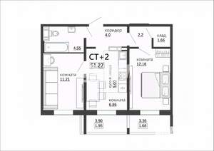 2-к квартира, вторичка, 51м2, 7/10 этаж