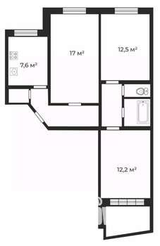 3-к квартира, вторичка, 64м2, 5/9 этаж