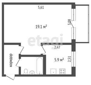 1-к квартира, вторичка, 32м2, 1/5 этаж