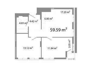 3-к квартира, строящийся дом, 60м2, 8/23 этаж