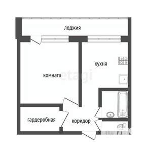 1-к квартира, вторичка, 40м2, 4/9 этаж