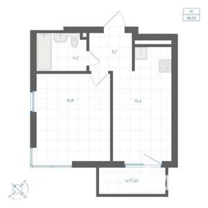 1-к квартира, вторичка, 38м2, 11/18 этаж