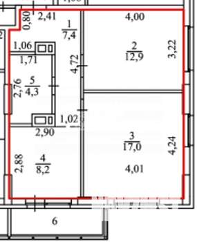 2-к квартира, вторичка, 52м2, 17/26 этаж