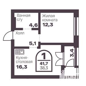 1-к квартира, вторичка, 38м2, 5/24 этаж