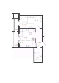 2-к квартира, вторичка, 51м2, 13/16 этаж
