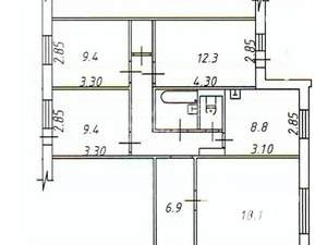 4-к квартира, вторичка, 77м2, 7/9 этаж