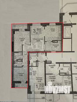 3-к квартира, вторичка, 77м2, 21/26 этаж