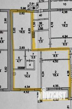 2-к квартира, вторичка, 66м2, 1/10 этаж